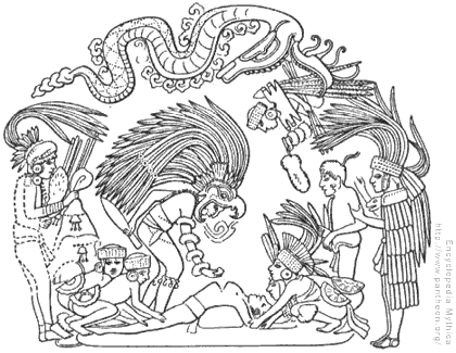 Human sacrifice performed by Mayan priests